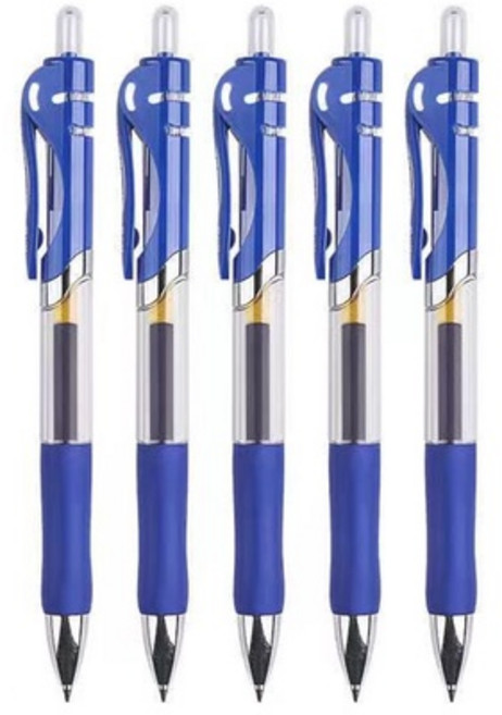 按壓式中性筆 0.5mm 紅藍黑三色 辦公文具, 藍色, 1個