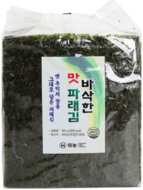 해농 무조미 두번구워 바삭한 맛 파래김, 12개, 180g(100매)