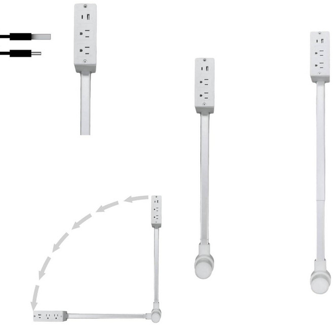 납작머리멀티탭 c타입콘센트 벽면 회전형 3구 콘센트 플러그 플랫형 각도조절 공간활용 슬림, 미국 표준 직사각형 소켓, 1개