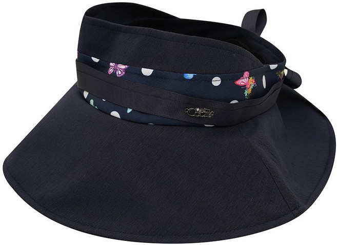 크로커다일레이디 프린팅 배색 린넨 와이드 썬캡_CLDMH1205