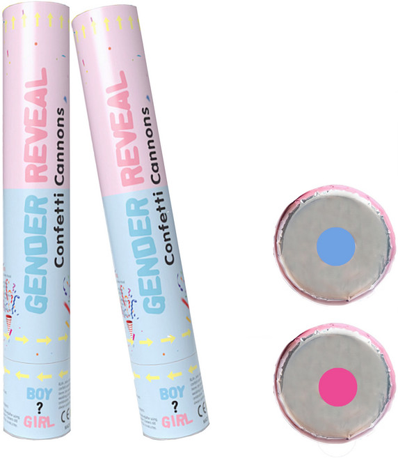 파티서펄즈 젠더리빌 성별 공개 컨페티 폭죽, 2개, 핑크+블루