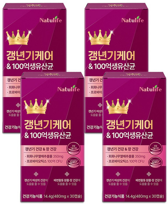 여성 갱년기 유산균 YT1+갱년기 케어 100억 유산균세트/프리미엄 여성 갱년기 케어 100억 생 유산균 식약청인증 영양제, 4개, 30회분