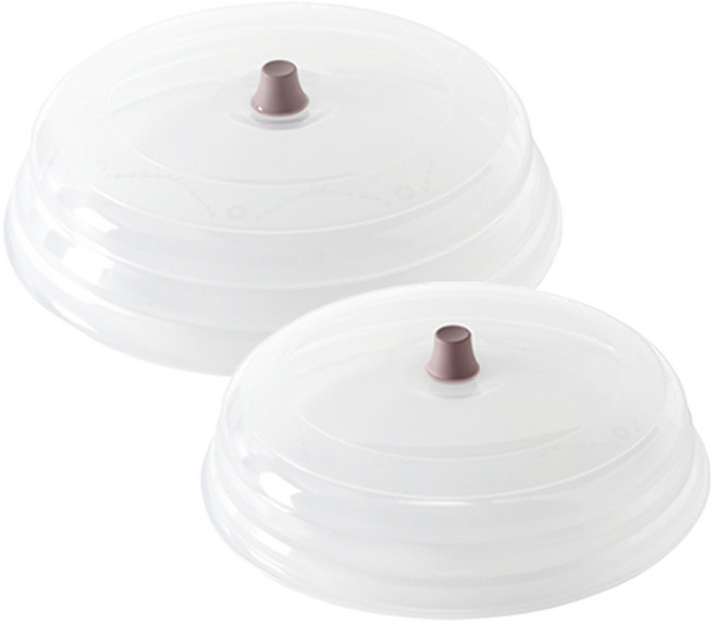 홈하우스 국산 실리콘 전자레인지용 뚜껑 그릇 폴딩 덮개 중+대 2종 세트, 다크핑크, 1세트