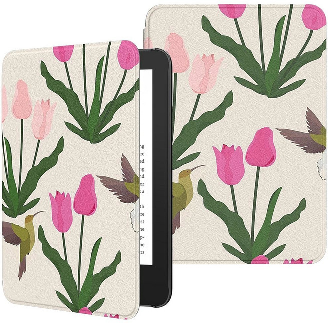 6인치 올 뉴 킨들(11세대-2024/2022 출시) 킨들 2024/2022 11세대 전자 리더기용 자동 웨이크/슬립 기능이 있는 경량 쉘 커버 다크 씨 블루, tulip