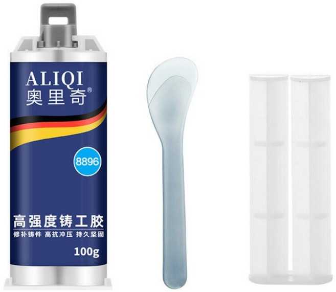 強力鑄工膠100g 配推杆 刮片 焊接膠 電焊膠 粘鑄鐵 暖氣片 油箱修補劑 AB膠水, 1個