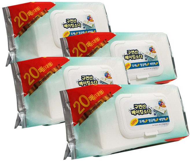 에파타 구연산 베이킹소다 프리미엄 물걸레 청소포 대형 20매, 4개