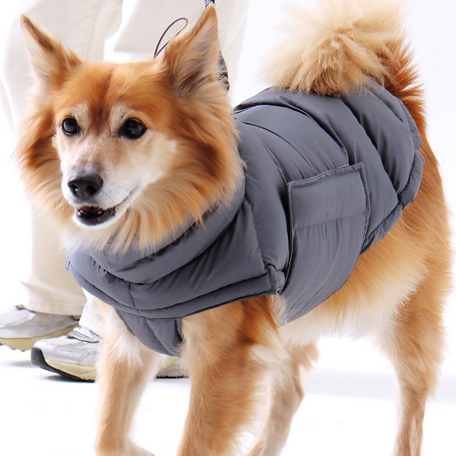 독스랩 강아지 패딩 중형견 대형견 코트 겨울옷, 1개, 그레이