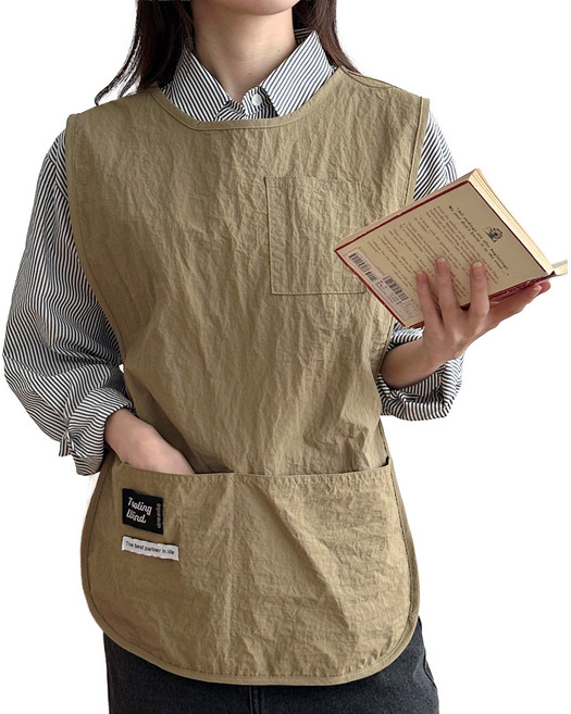 두리앤고 모던 생활방수 조끼형 카페 앞치마, 1개, 베이지숏