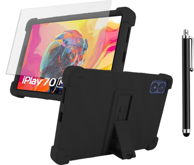 ALLDOCUBE Iplay70 Mini Ultra 거치대 범퍼 케이스 + 저반사 매트 필름 + 터치펜, BLACK