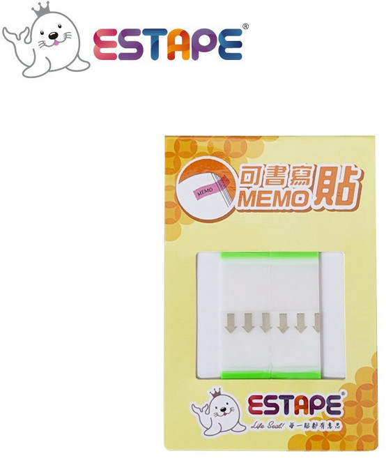 王佳ESTAPE 書籤式可手寫Memo隨手卡（色頭螢光4色.可書寫.標籤.註記.重複黏貼.便利貼.手帳.裝飾.日記 ）, 色頭螢光綠, 1個