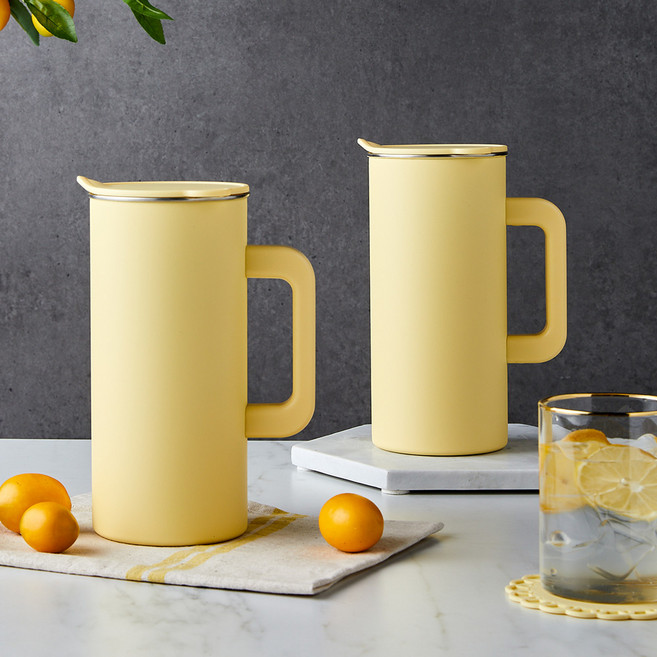 모던하우스 세척이 쉬운 스텐 304 냉장고 물병, 옐로우, 1.5L, 2개