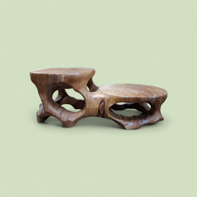 통원목 내추럴 화분 받침 소품 2단 받침대 다육이 선반 인테리어소품 거실 장식 현관 꾸미기, 1개, 자연 원목브라운 컬러