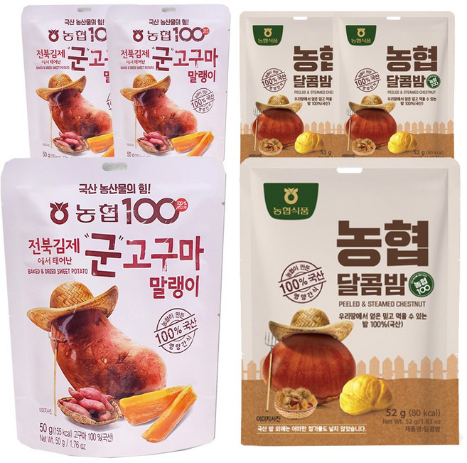 농협 고구마말랭이+달콤밤_무첨가 무설탕 국내산 고구마와 밤으로 건강한 영양가득 원물간식 어른 아이 다이어트 건강간식, 3세트, 102g