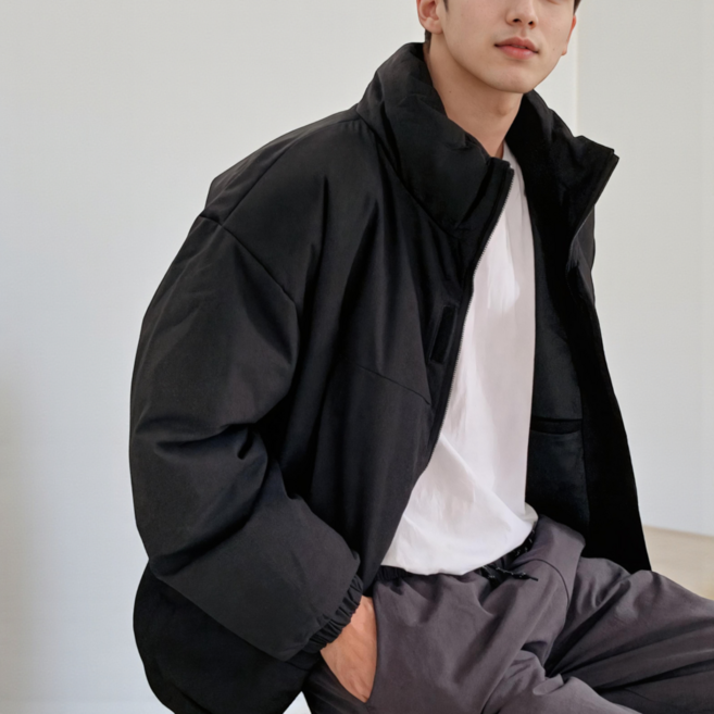 에이프릴랩스 남성 웰론 에어히트 오버핏 미들 패딩 점퍼