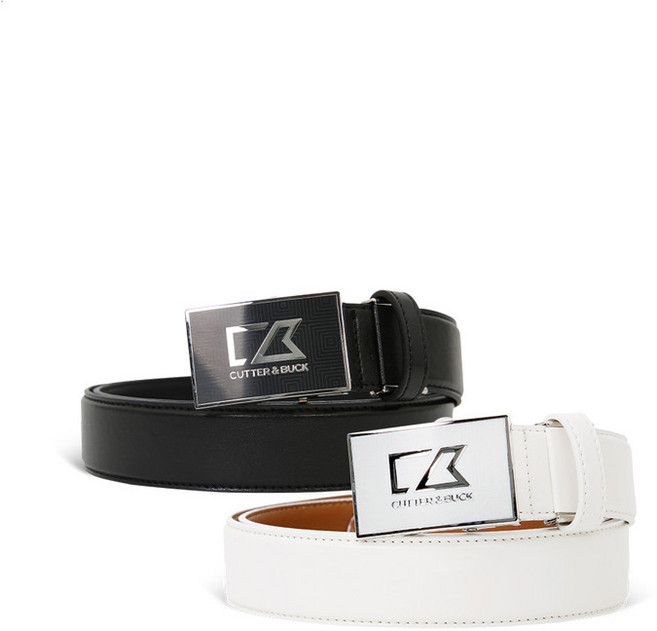 커터앤벅 HIT 커터앤벅 남성 사각 로고 자동벨트-CBM3ABT391, 1개, 화이트