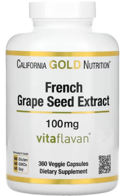 캘리포니아 골드 프랑스 포도씨 추출물 VitaFlavan 항산화 폴리페놀 100mg 120 360캡슐, 360정, 1개 - 쿠팡
