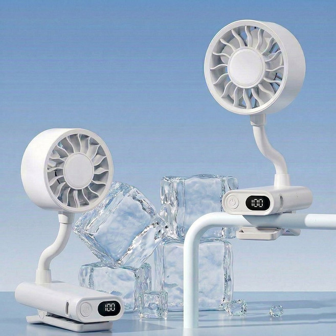 Veralool 탁상용 클립형 휴대용 무선 미니 선풍기 360도 유연 호스 저소음 경량115g 유모차 캠핑 기숙사 다용도 100단계 자유 조절 집게 선풍기, 화이트, N27
