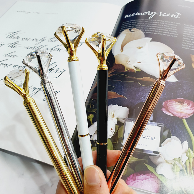 살림하는집 다이아몬드 보석볼펜 필기감좋은 특이한 다이아 큐빅볼펜 리필심, 리필심 블랙(1.0mm)