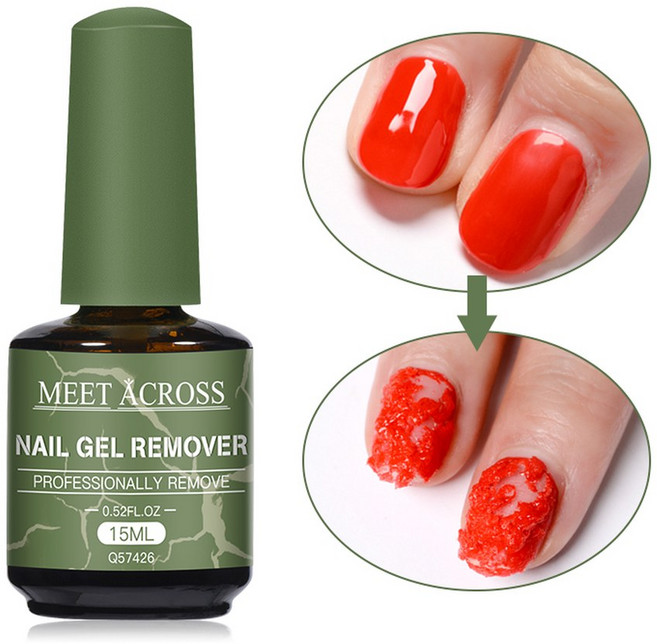 MEET ACROSS 매직 패스트 네일 젤 광택제 리무버 깨끗한 UV 흡수 반영구 바니시 네일 아트 제거 도구 매니큐어 15ml, 1개, Q57426