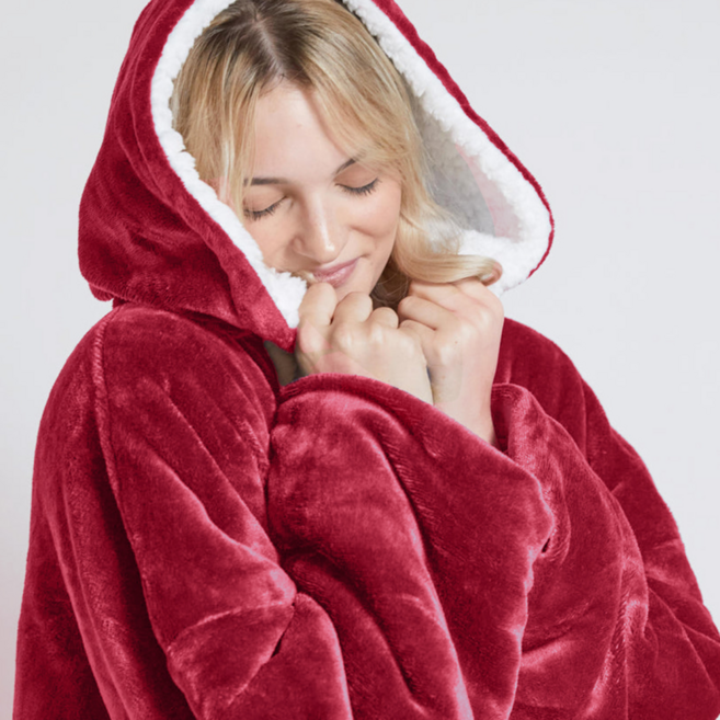 집순이 후드 수면 잠옷 담요옷 롱 후드 후리스 극세사 기모 이불옷 입는 담요 방콕 두꺼운 임산부 오버핏 여성 원피스 편한