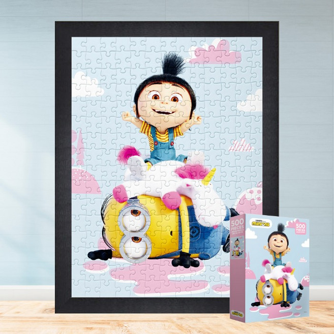 모두의취미 미니언즈와 아그네스 500피스 캐릭터 직소퍼즐, 1개, 액자세트(우드블랙)