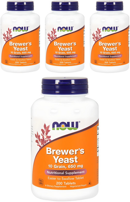 나우푸드 브루어스 이스트 650mg 타블렛, 200정, 4개