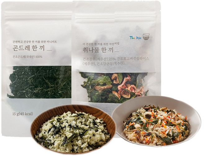 [잇더밀] 원기회복 밥솥에 부어만 주면 끝 나물 비빔밥 솥밥 나물한끼 취나물+곤드레나물 2종, 1세트, 곤드레17g+ 취나물20g