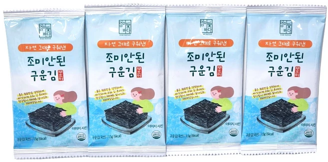 엄마애바다 구운 무조미김 28봉 참치김 스시김 아기반찬 에코패키지, 1.5g, 28개 - 쿠팡