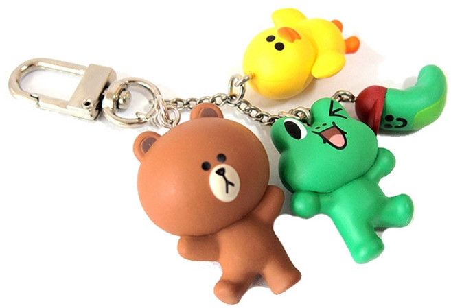 라인프렌즈 와글와글 브라운 (프렌즈) 피규어 키링 열쇠고리, 혼합색상, 프렌즈