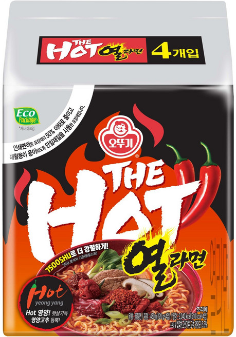 오뚜기 더핫 열라면 120g, 4개