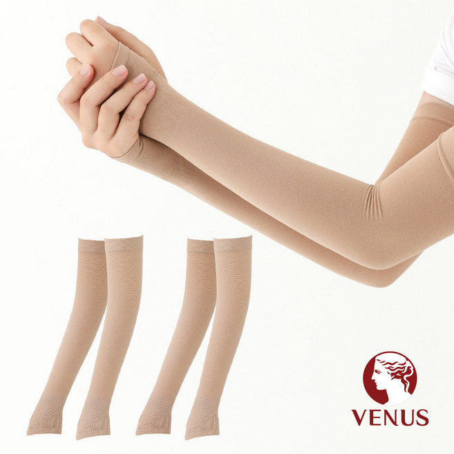 비너스 아쿠아엑스 쿨링 UV 자외선 차단 국내산 골프 팔토시 야외 스포츠 쿨 토시 2세트, FREE, 살구색