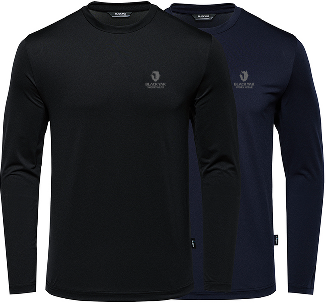 블랙야크 올시즌 블랙+네이비 2장 세트 기능성 속건 B에어로쿨맥스 드라이 2종 라운드 긴팔티