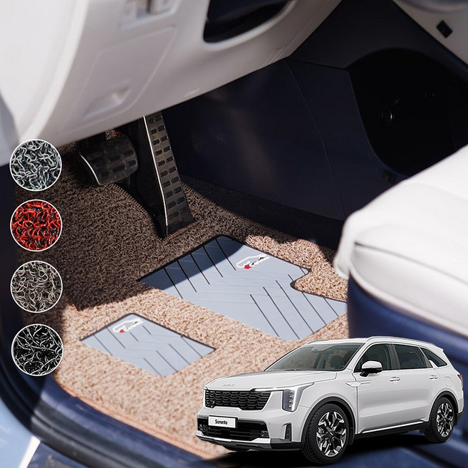카루젠 기아 쏘렌토 프리미엄 엣지 코일매트 운전석특화 발받침보강 전좌석 자동차바닥매트, 1열+2열, 블랙(카루젠엣지형), 올뉴)쏘렌토 2014~2017상반기