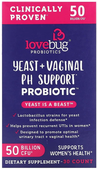 러브버그 프로바이오틱스 유산균 효모 질케어 500억CFU Probiotic 캡슐 30정, 1개, 1개 - 쿠팡