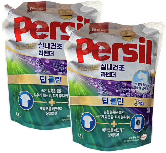 퍼실 액체세탁세제 엑스퍼트 실내건조 라벤더 리필, 1.8L