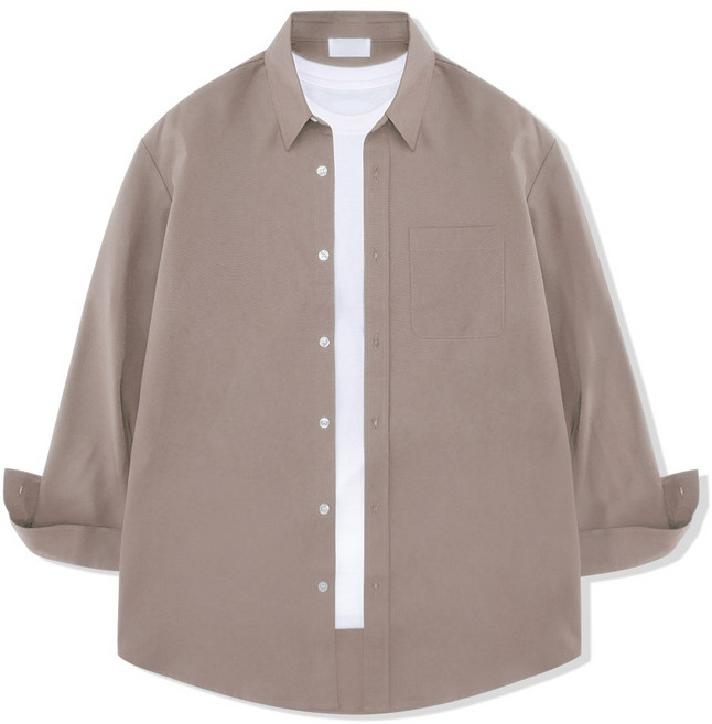 팀스핏 남성용 오버핏 구김방지 고밀도 링클프리 오픈 카라셔츠 남방