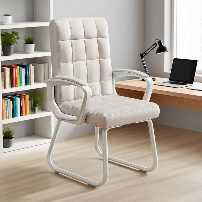 New World 가죽의자 사무실 공부용 틸팅기능 서재체어 사무용의자 A2, 흰색