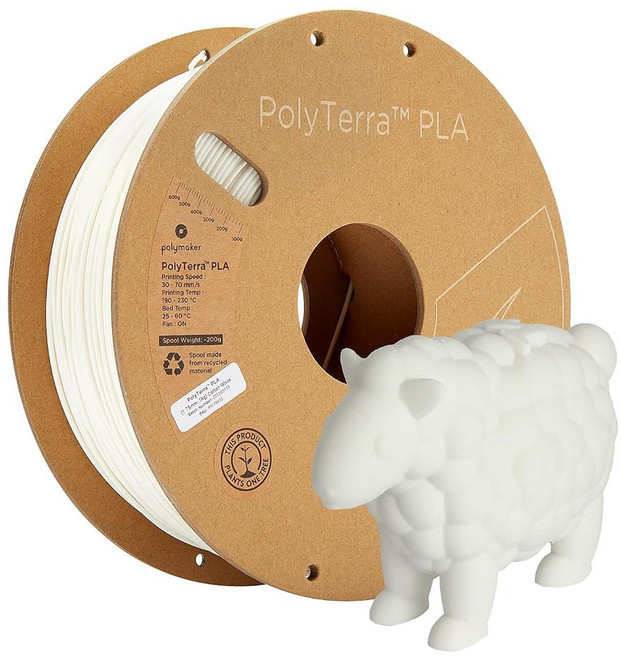 폴리메이커 매트 PLA 필라멘트 면 화이트 1.75mm 1kg 3D 프린팅 필라멘트 폴리테라 프린터, 1kg (구형 포장), 115 - 1.75mm 매트 코튼 화이트 (헥스 코드: