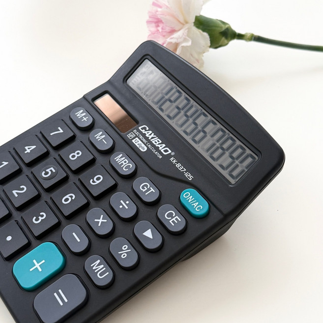 카시바오 정품 예쁜 계산기 일반 사무용 가정용 CAXIBAO 887-12S, 1개, 블랙