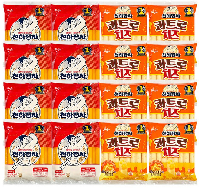 진주햄 천하장사 오리지날8 + 콰트로치즈8, 16개, 448g