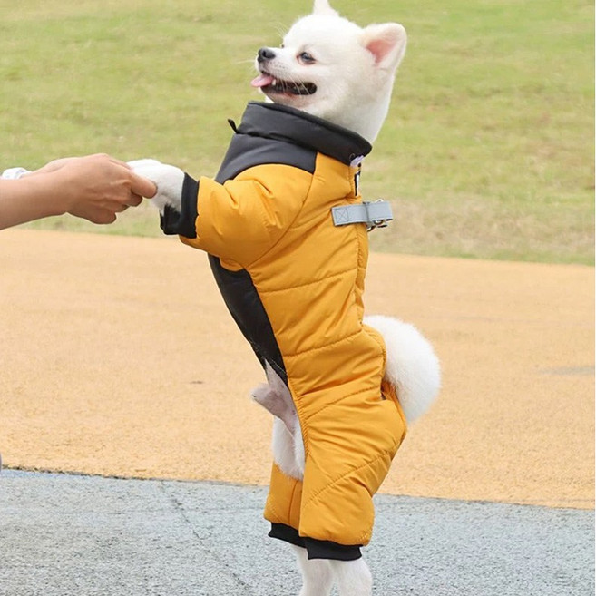 HAM 반려동물 패딩 올인원 강아지옷 개나다패딩, 1개, 옐로우