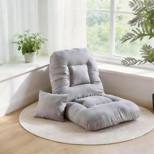 Takata 좌식 간이 소파 5단 조절 접이식 등받이 의자 바닥 의자 등받이 쿠션 SWL1, 1개, 그레이