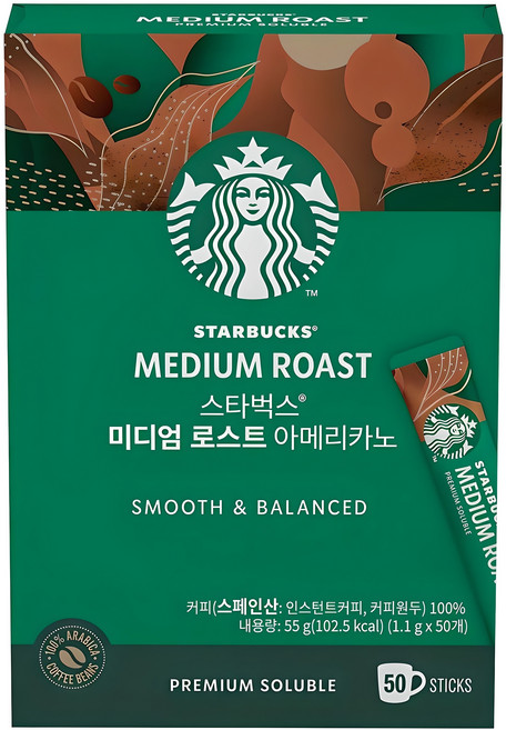 스타벅스 미디엄 로스트 아메리카노 스틱 원두커피믹스, 1.1g, 50개입, 1개