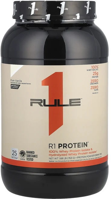 새해 건강을 선물하세요 Rule One Proteins R1 단백질 파우더 드링크 믹스 퓨어 바닐라 763g(1.68lb) 특별관리진행, 763g, 1 - 쿠팡