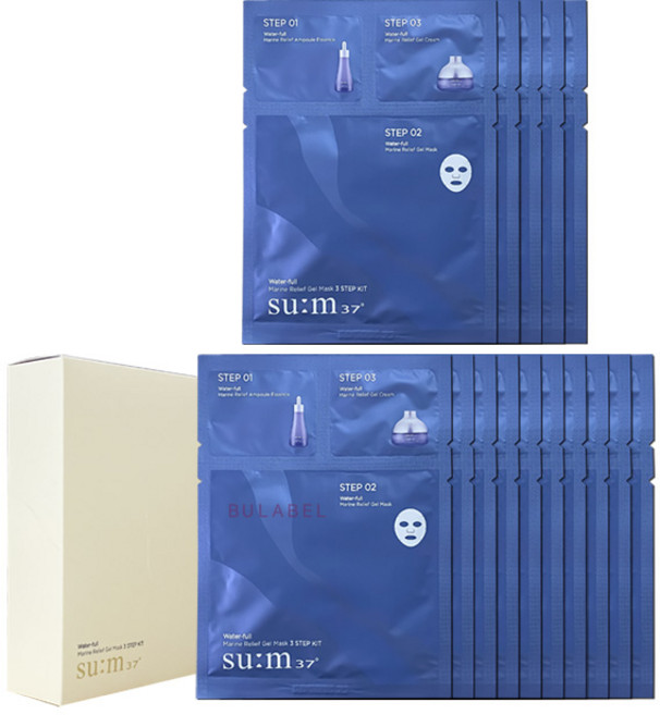 숨 37도 워터풀 마린 릴리프 젤 마스크 3 STEP KIT, 15개입, 1개