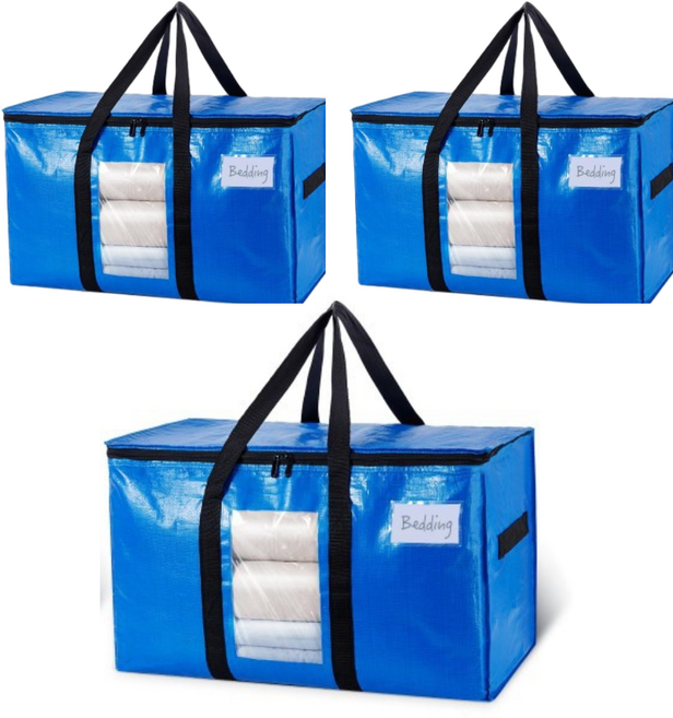 쏙쏙홈 대용량 이불 수납 정리 이사 가방, 3개, 블루