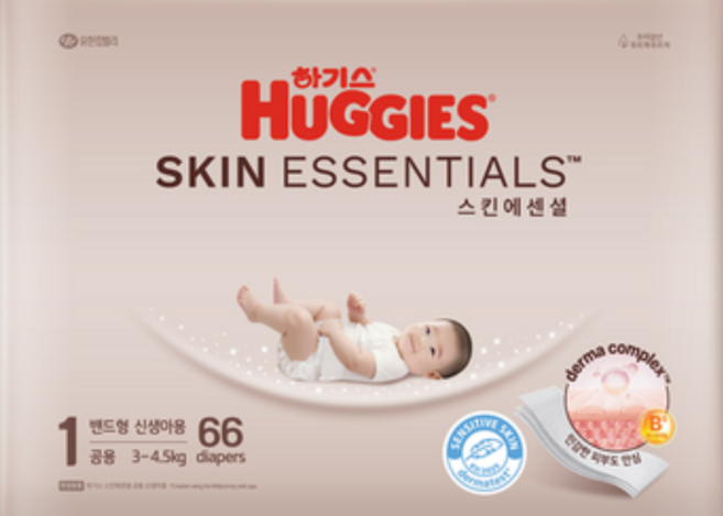 하기스 스킨에센셜 밴드형 기저귀, 1단계, 66매