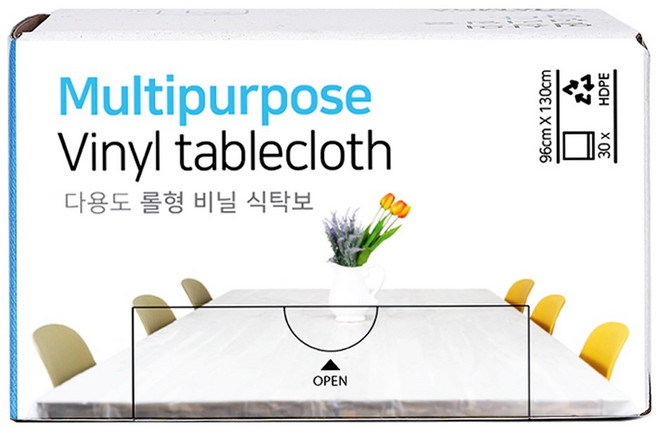 담다 다용도 롤형 비닐 일회용 식탁보 96 x 130 cm, 30개, 1세트