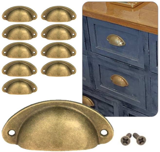 1991공구 빈티지 엔틱 가구 손잡이, 10개, 빈티지골드