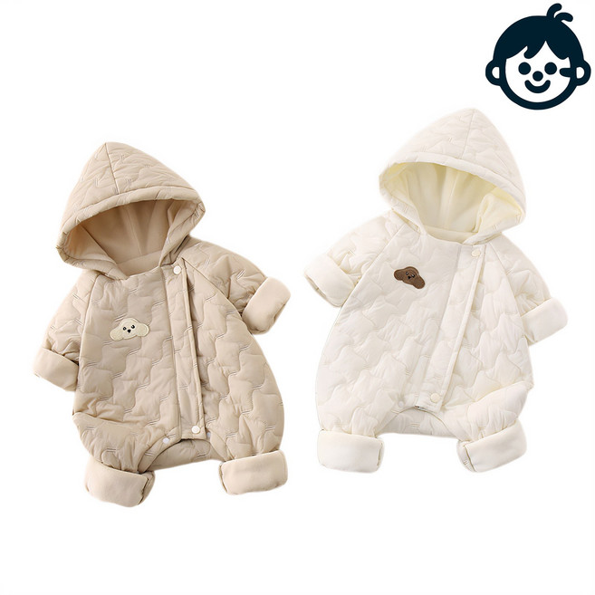 신생아 겨울외출복 패딩 퀄팅 0-12개월 방한 후드 패딩우주복